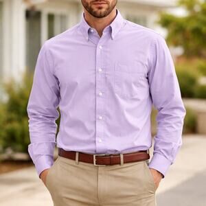 Ralph Lauren Men 17.5 Light Purple Stretch Button Down Shirt